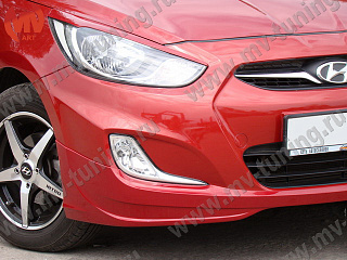 Реснички на фары фигурные var №2 Hyundai Solaris (2010-2013) + УСТАНОВОЧНЫЙ КОМПЛЕКТ